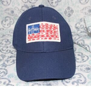 Guy Harvey Hat Cap Mens‎ Blue Mesh Adjustable One Size American Flag Fishing